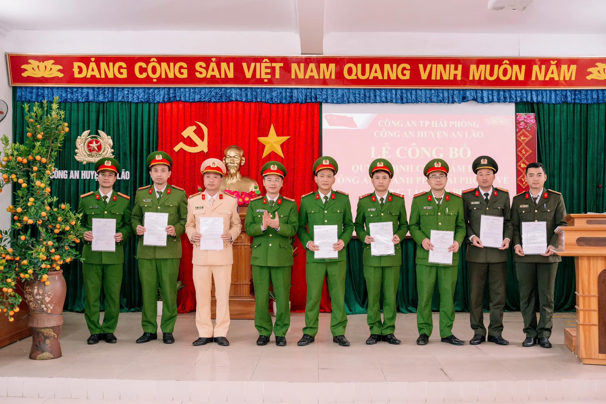 Công an huyện An Lão tổ chức lễ công bố Quyết định của Giám đốc Công an thành phố Hải Phòng về công tác cán bộ